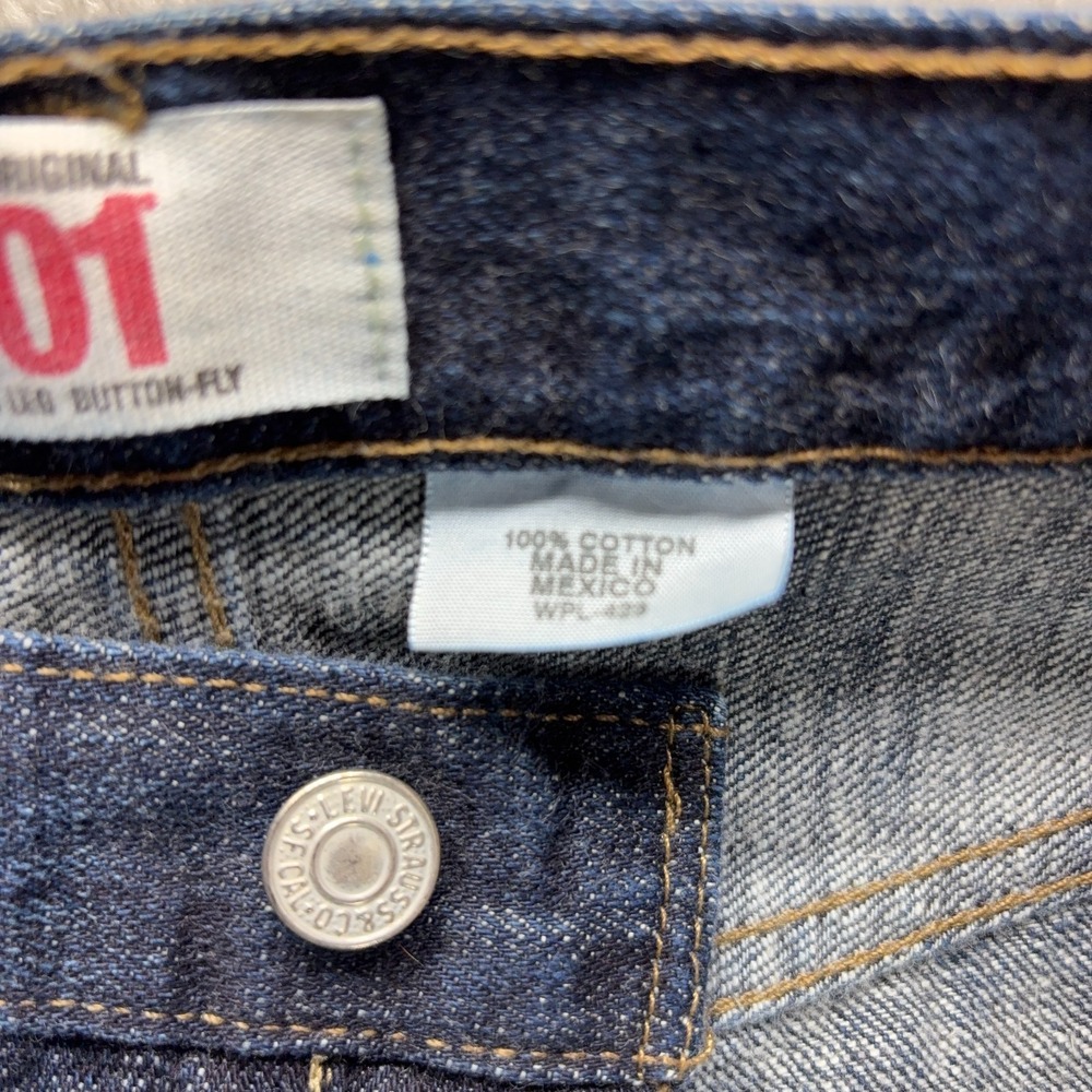 Levis 501 Jeans Mens 40X30 Blue Original Straight Button Fly Dark Faded Denim - Picture 6 of 16